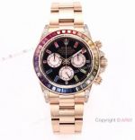 BL Factory Swiss Replica Rolex Daytona Rose Gold Rainbow Cal.4130 Watch 40mm